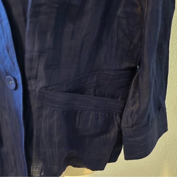 Chico’s cobalt blue linen blend blazer jacket size L (2) office career classic - Picture 2 of 10